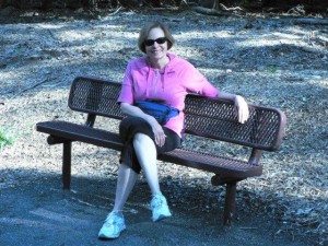 Seated on a bench